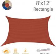 AXT SHADE 8' x 12' Rectangle Sun Shade Sail UV Block for Outdoor Patio Garden Backyard Lawn, Terra