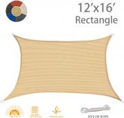 AXT SHADE 12' x 16' Rectangle Sun Shade Sail UV Block for Outdoor Patio Garden Backyard Lawn, Sand